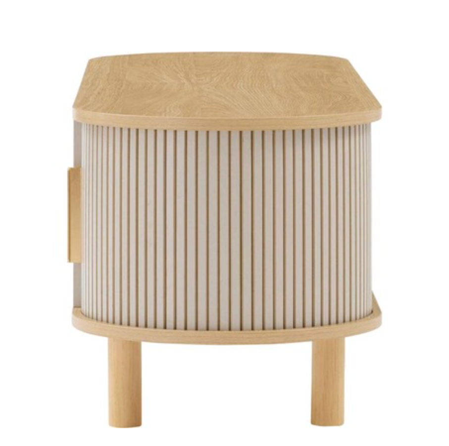 グレージュのモダンデザインのテレビボードの側面