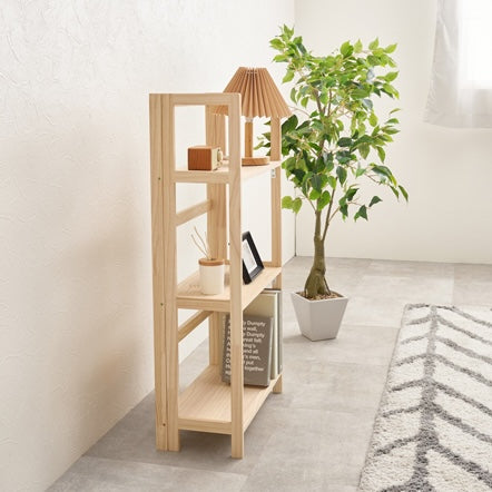 折畳みウッドラックを横から写している様子