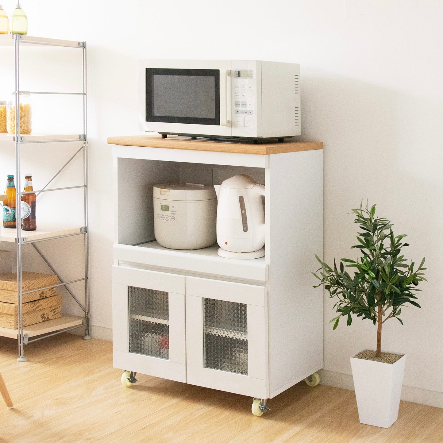 キッチンシェルフ｜キャスター付きコンパクトキッチンラック[幅60cm