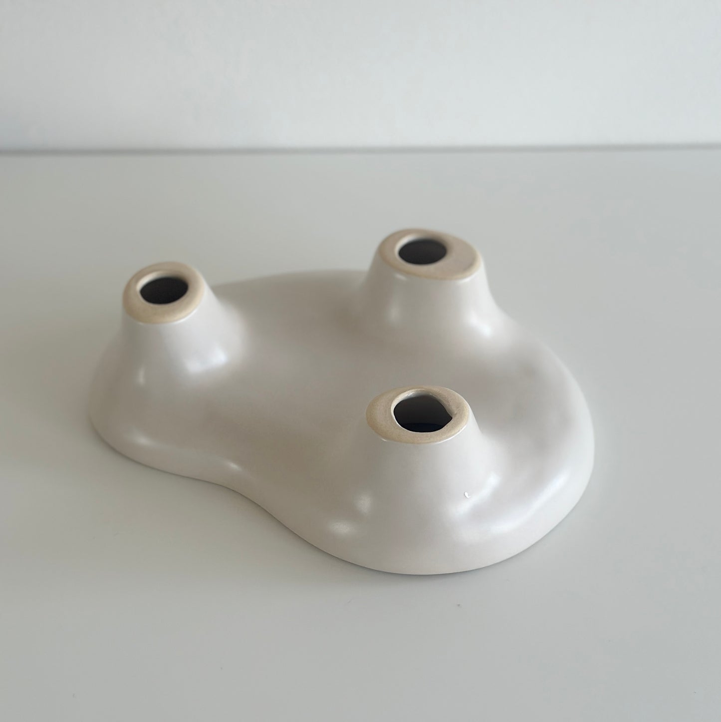 ゼブラ柄のぽってりとした脚がついたプレートの裏側