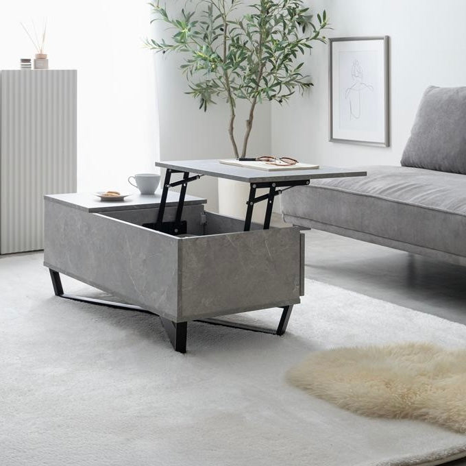 [幅90cm]昇降式引き出し付きセンターテーブル