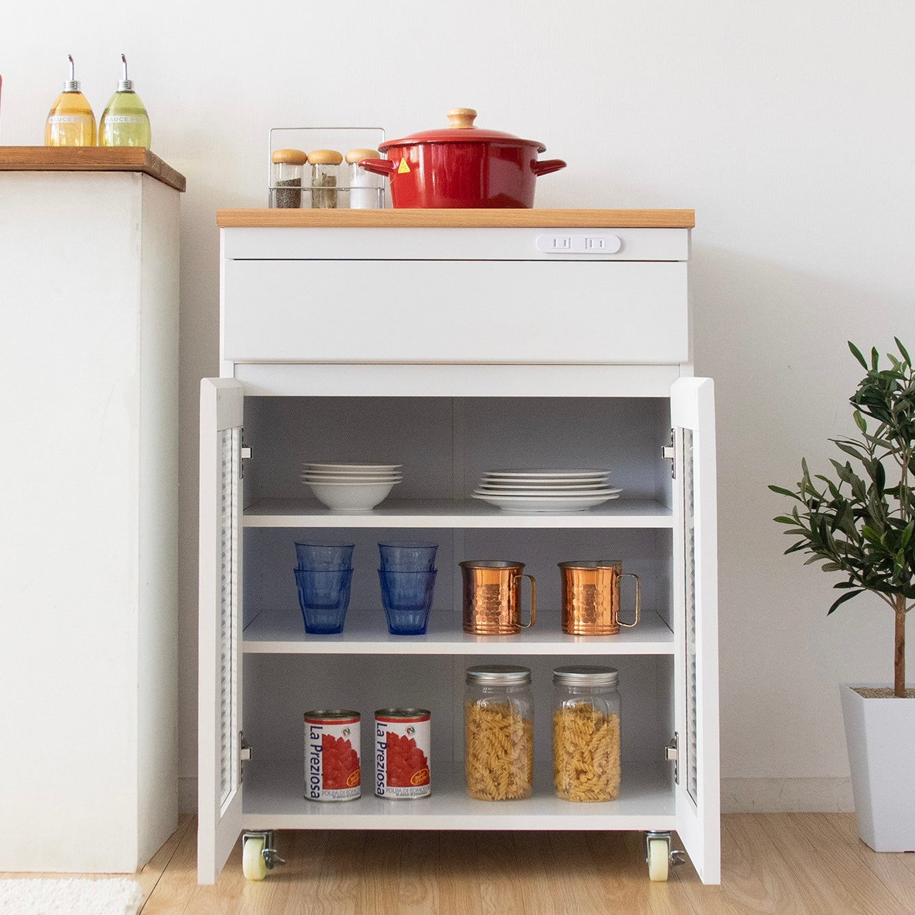 キャスター付きコンパクトキッチンキャビネット[幅60cm]