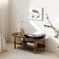 Dark wood oval coffee table with two shelves and four legs by roomnhome for layered living room storage