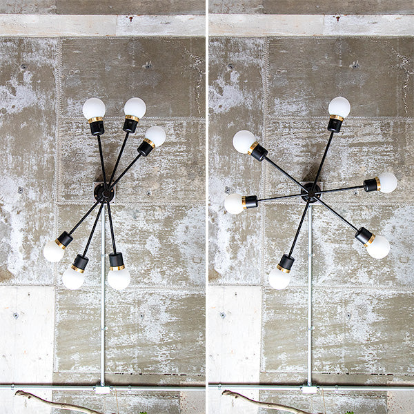 6つ電球が付いたシーリングライトの形違い