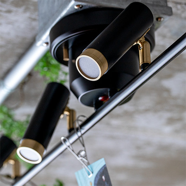 4つ電球がついたLEDシーリングライトのブラックカラー