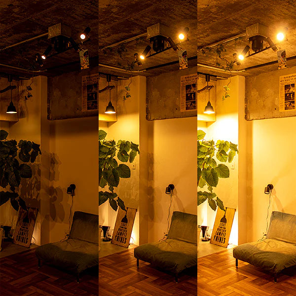 4つ電球がついたLEDシーリングライトのそれぞれの光の強さ