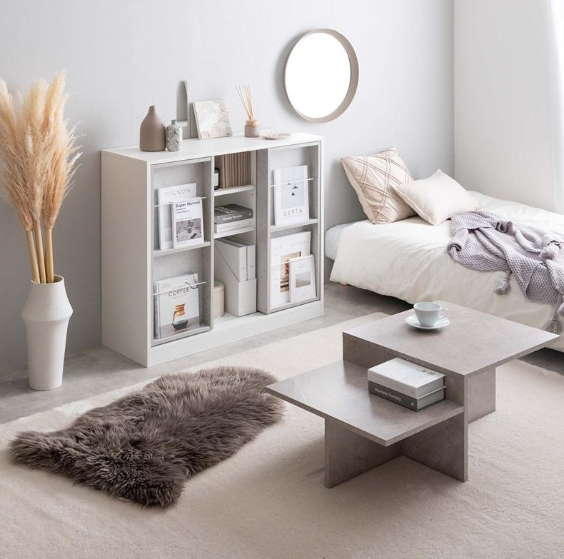 [幅96cm]スライド収納付本棚ラック