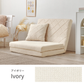 Ivory色のダイヤモンドキルティング模様の布製キルティングソファベッドと同色枕