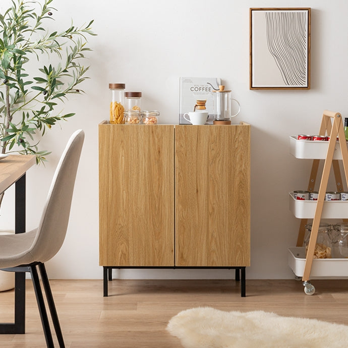 [幅70cm]木目柄バイカラーキャビネット