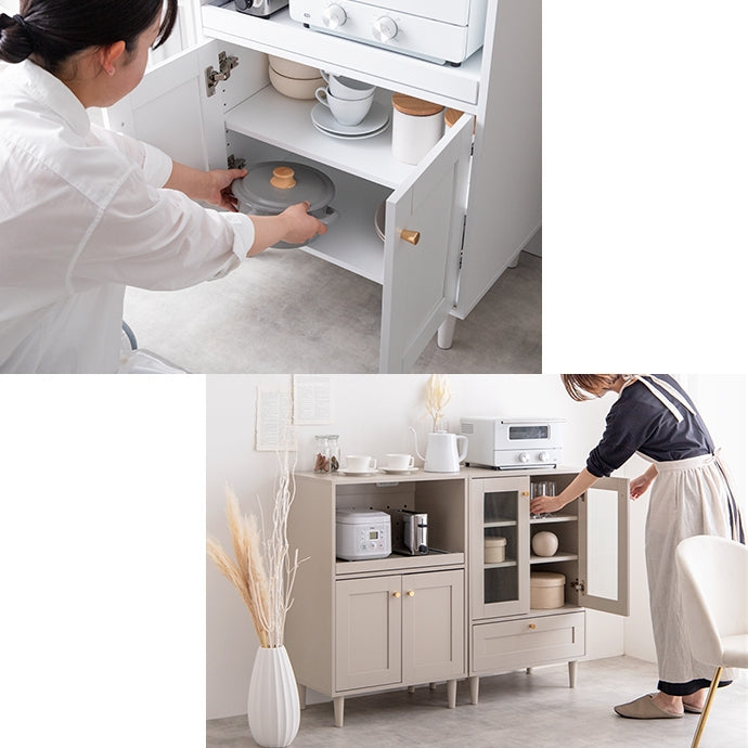 グレージュカラーのレンジ台とホワイトのレンジ台の比較