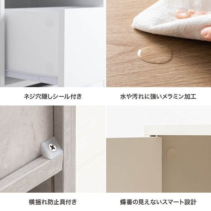 キャスターがついたグレーのチェスト