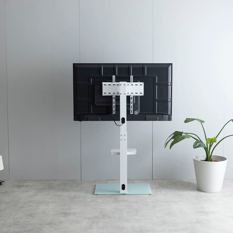 ラック付きのホワイトのテレビスタンドの背面