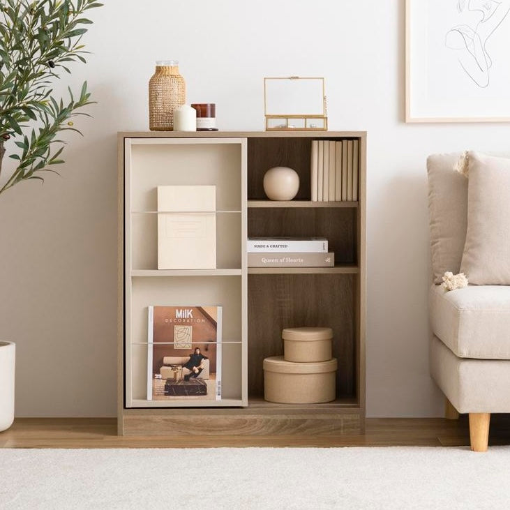 [幅71cm]スライド収納付本棚ラック