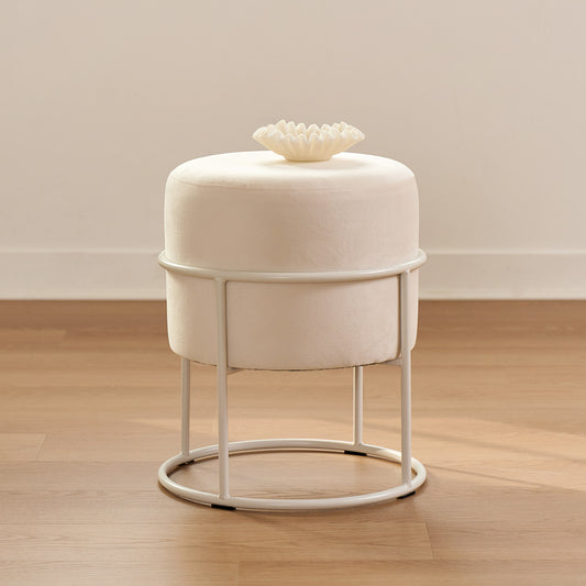 ホワイトのベルベットのスツール