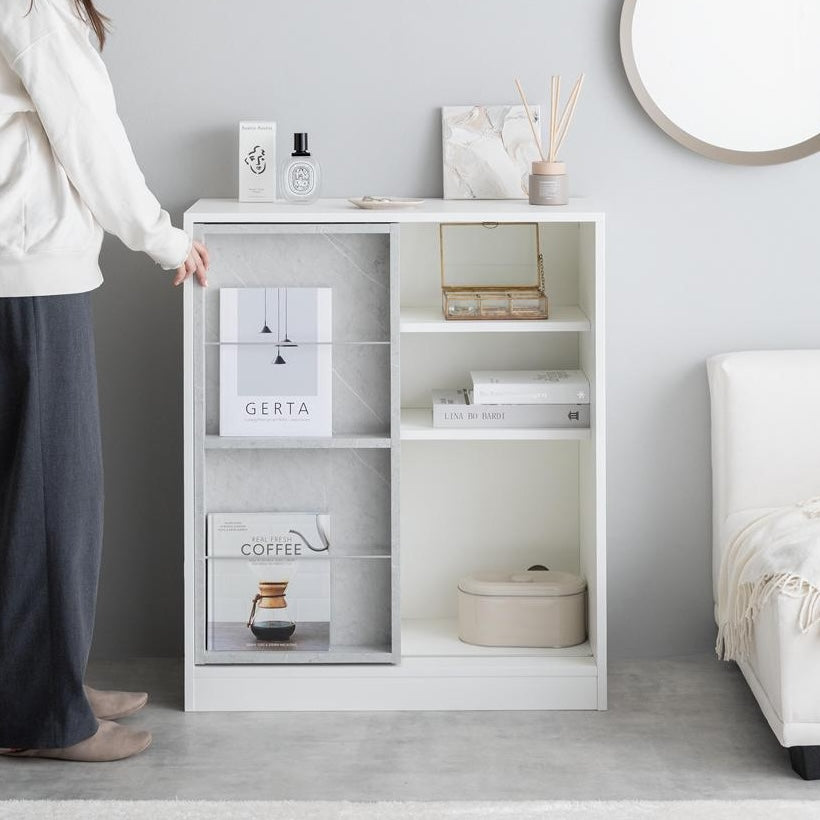 [幅71cm]スライド収納付本棚ラック