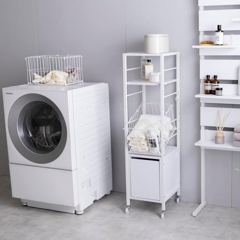 収納ラック付きランドリーワゴン