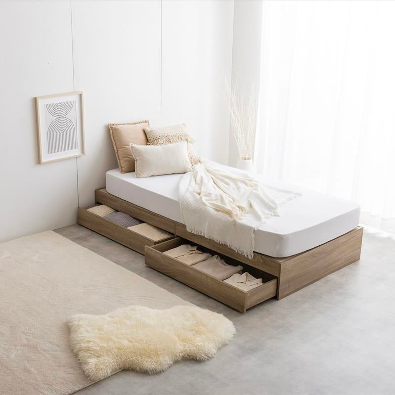 [シングル]ヘッドレス収納付ベッドフレーム