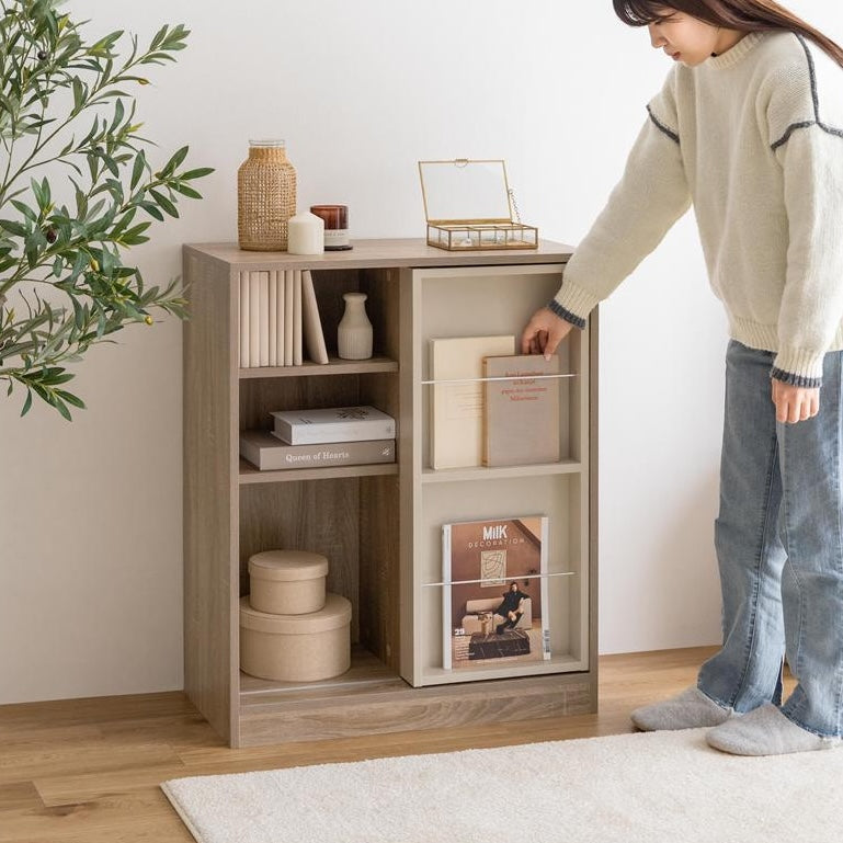 [幅71cm]スライド収納付本棚ラック