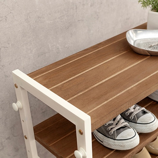 [幅45cm]可動棚ウッドシューズラック7段