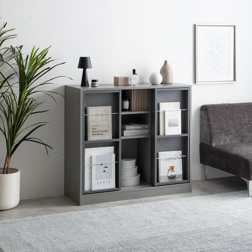 [幅96cm]スライド収納付本棚ラック