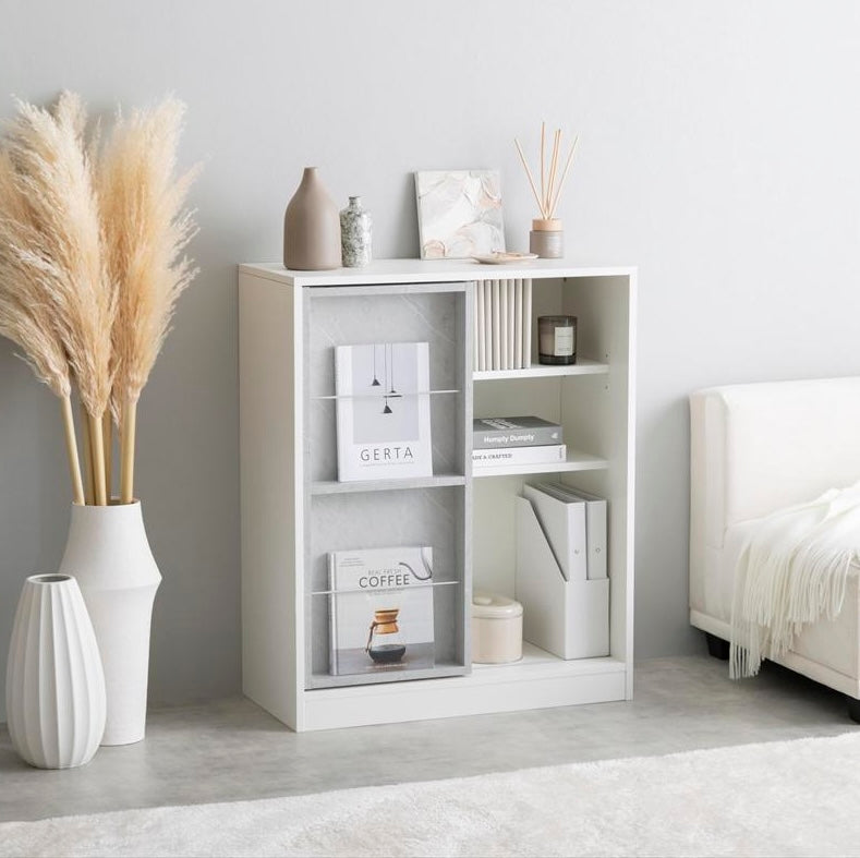 [幅71cm]スライド収納付本棚ラック