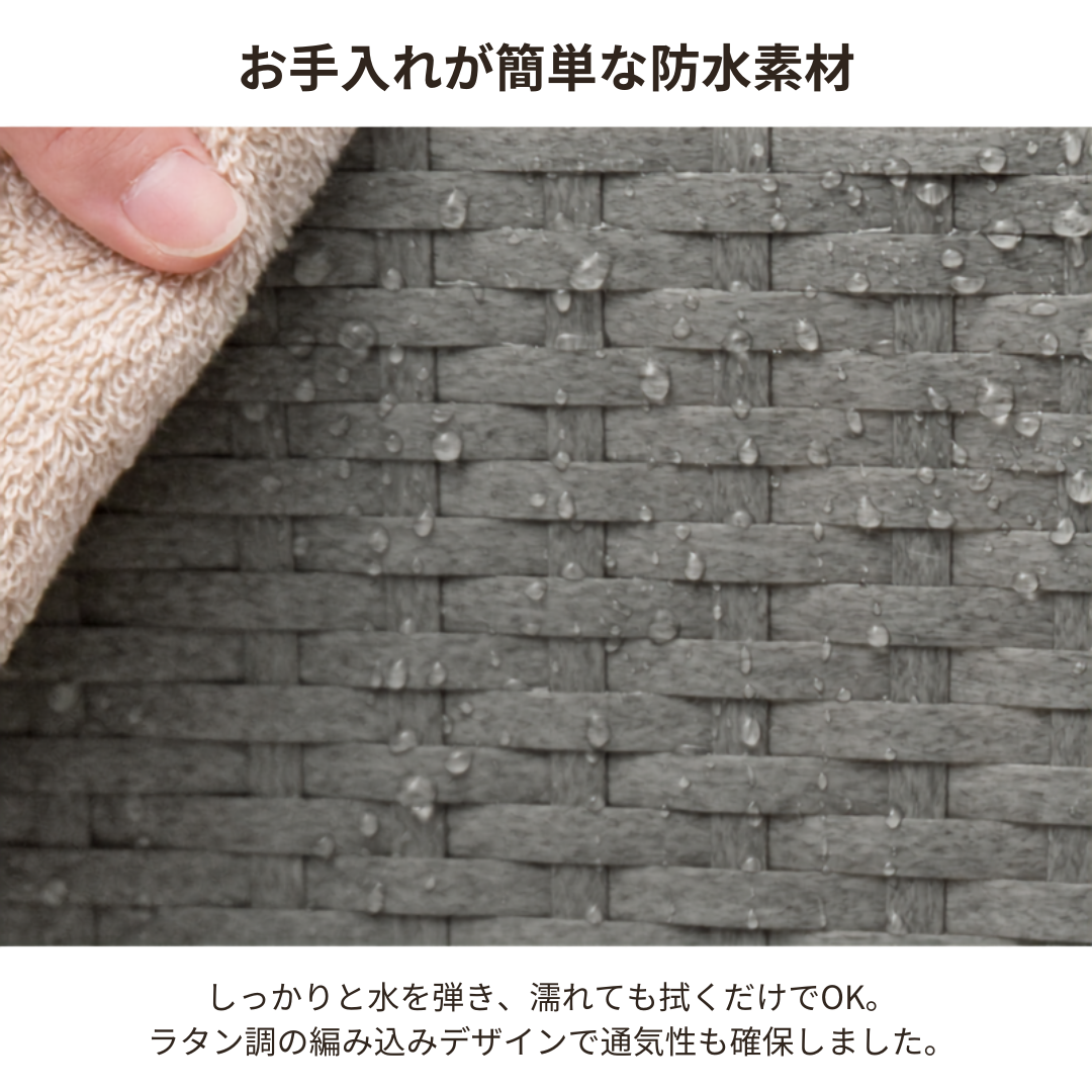 幅65cmのグレーラタン調ランドリー収納ラック用の防水性ある編み込み素材のテクスチャー