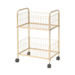 アイボリーのポップなカラーの2段ワイヤーワゴン