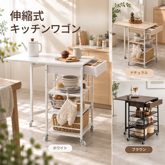 伸縮式キッチンワゴン