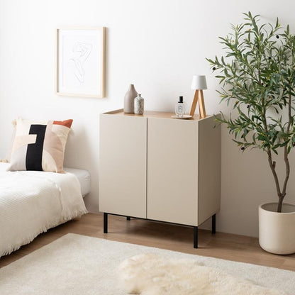 [幅70cm]木目柄バイカラーキャビネット