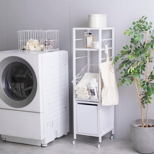 収納ラック付きランドリーワゴン
