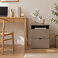 ベージュの二段引き出しファイルキャビネットで黒い取っ手とミニマルなデザインのレガノサイドチェスト