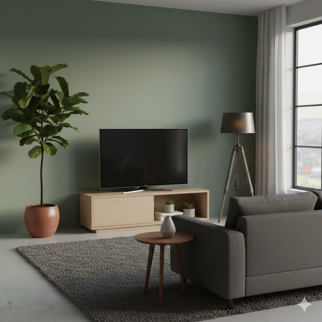 ナチュラルな木目調のスライド扉付きテレビボード