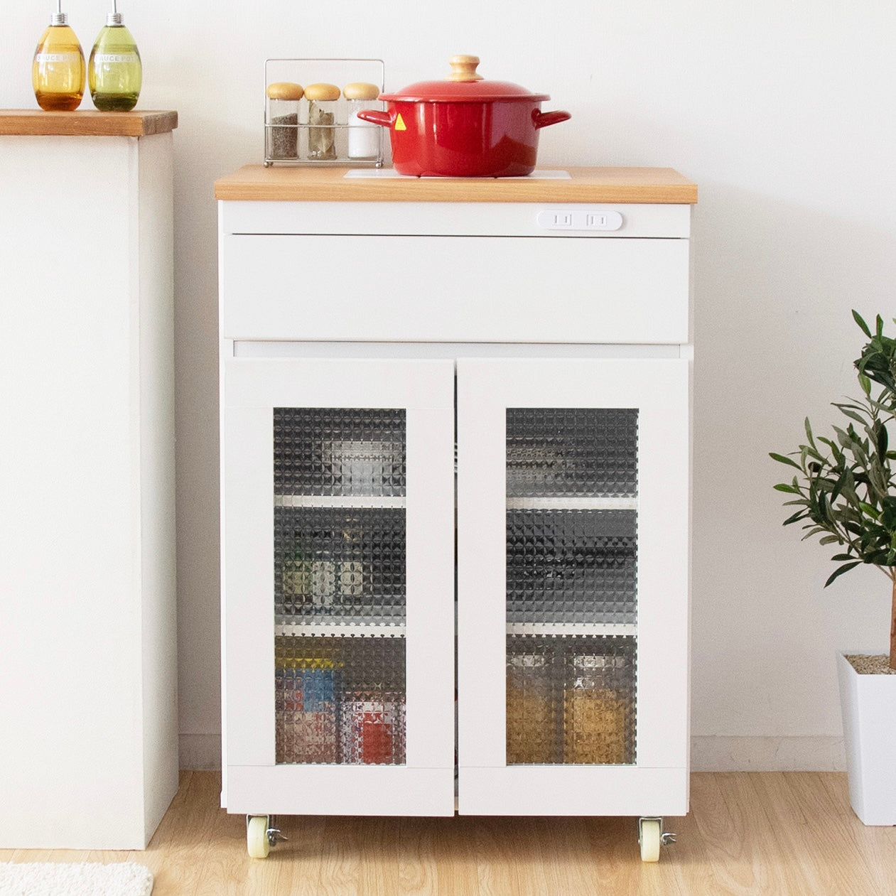 キャスター付きコンパクトキッチンキャビネット[幅60cm]