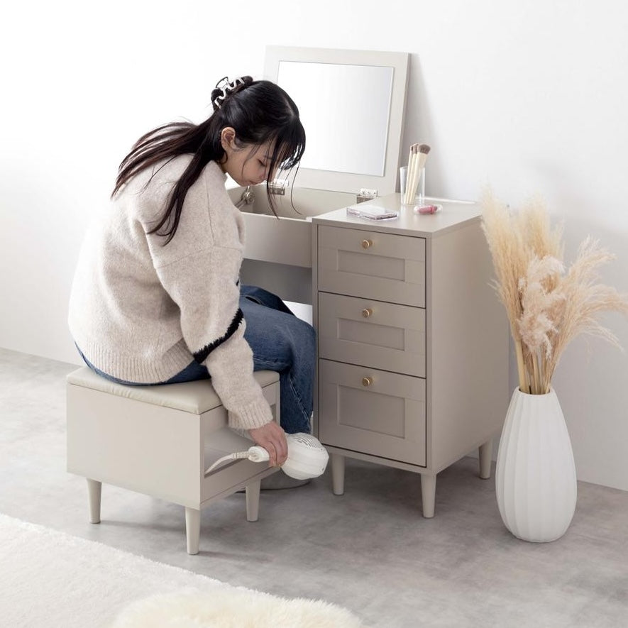 [幅80cm]収納付きドレッサーデスク&スツールセット