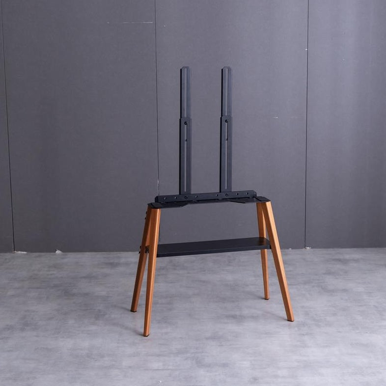 ブラックのラックが付いたウッド脚のテレビスタンド