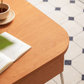 Light brown wooden 2wayキャメルセンターテーブル with rounded edges and smooth natural wood grain finish