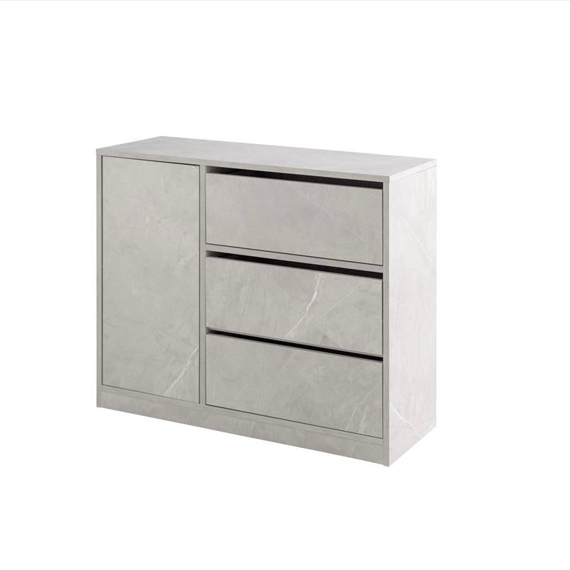 キャスターがついたグレーのチェスト