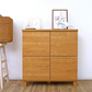 幅75cmのライトオーク材のプッシュ式扉付き四段シューズキャビネットでミニマルデザインです。