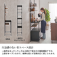 突っ張りゴミ箱上ラックの黒い金属製オープントップと木製棚のキッチンラックです。