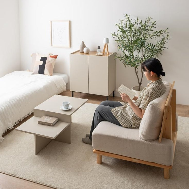 [幅70cm]木目柄バイカラーキャビネット