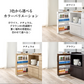 隙間収納ワゴンロータイプの白と自然木調と茶色の多段キッチン収納カートで食料品整理用です。
