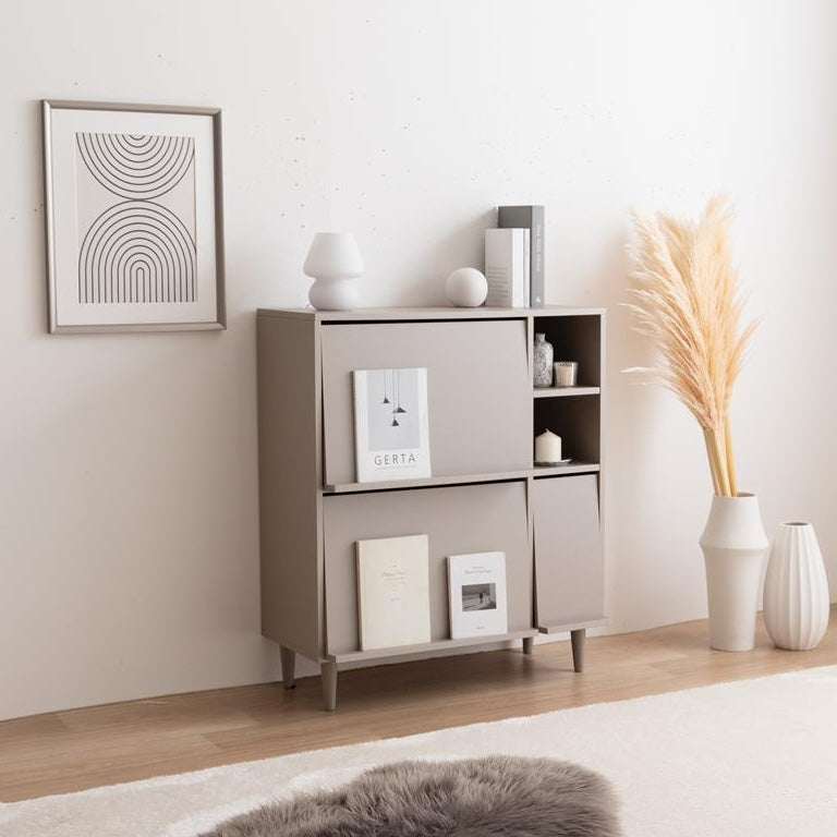 [幅81cm]フラップ扉付キャビネット