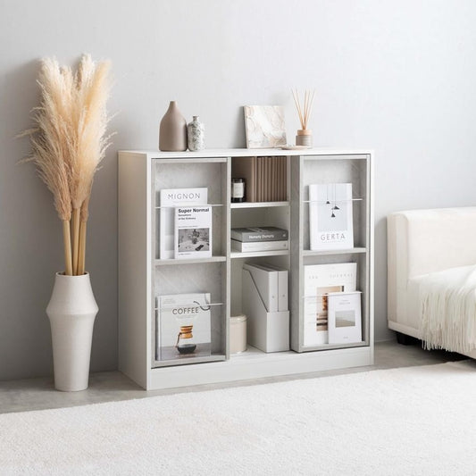 [幅96cm]スライド収納付本棚ラック