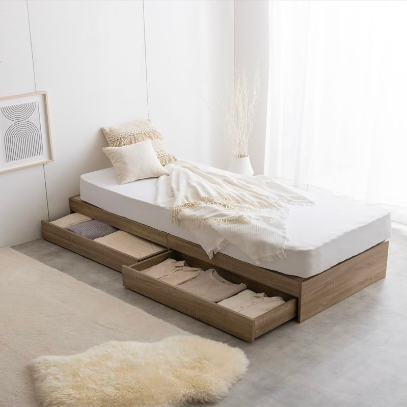 [シングル]ヘッドレス収納付ベッドフレーム