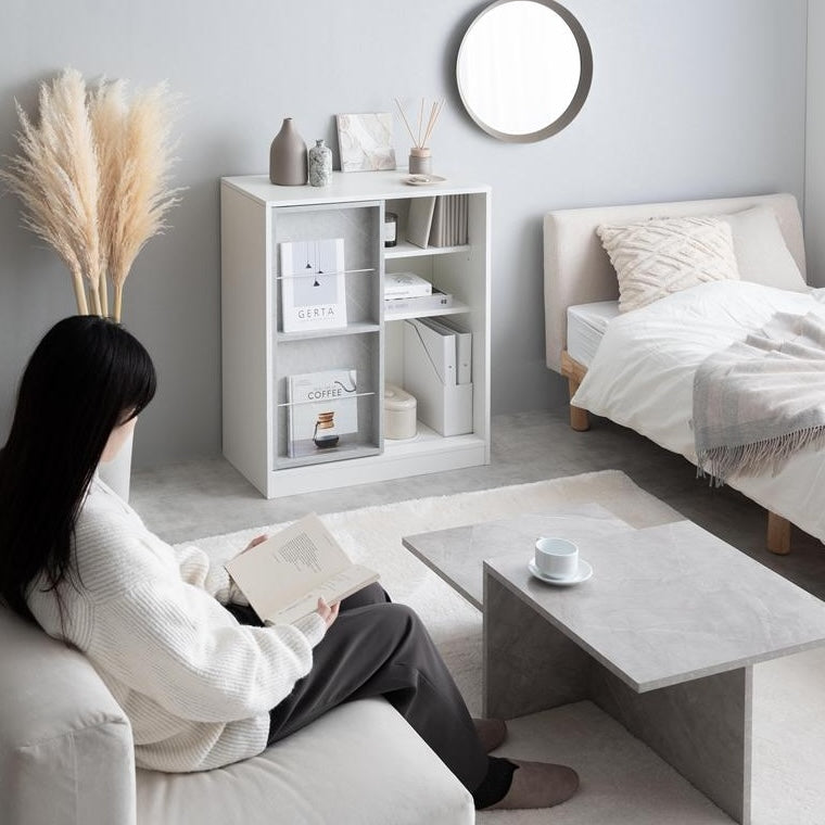 [幅71cm]スライド収納付本棚ラック