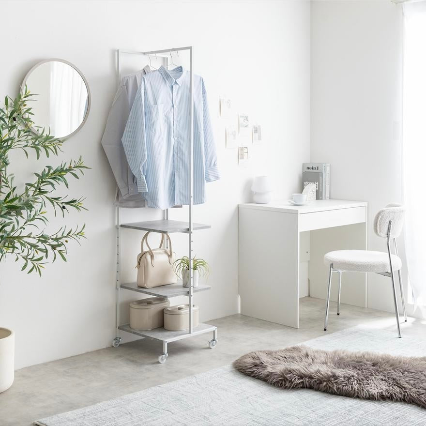 [幅40cm]棚付きスリムハンガーラック