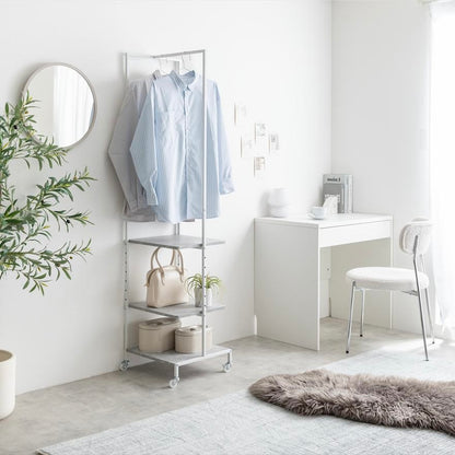 [幅40cm]棚付きスリムハンガーラック