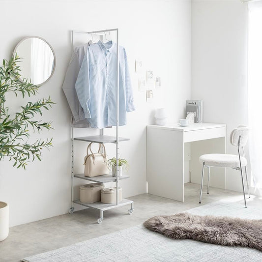 [幅40cm]棚付きスリムハンガーラック