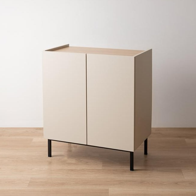 [幅70cm]木目柄バイカラーキャビネット