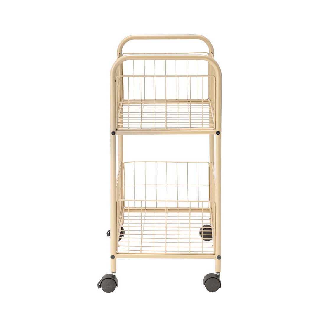 アイボリーのポップなカラーの2段ワイヤーワゴン